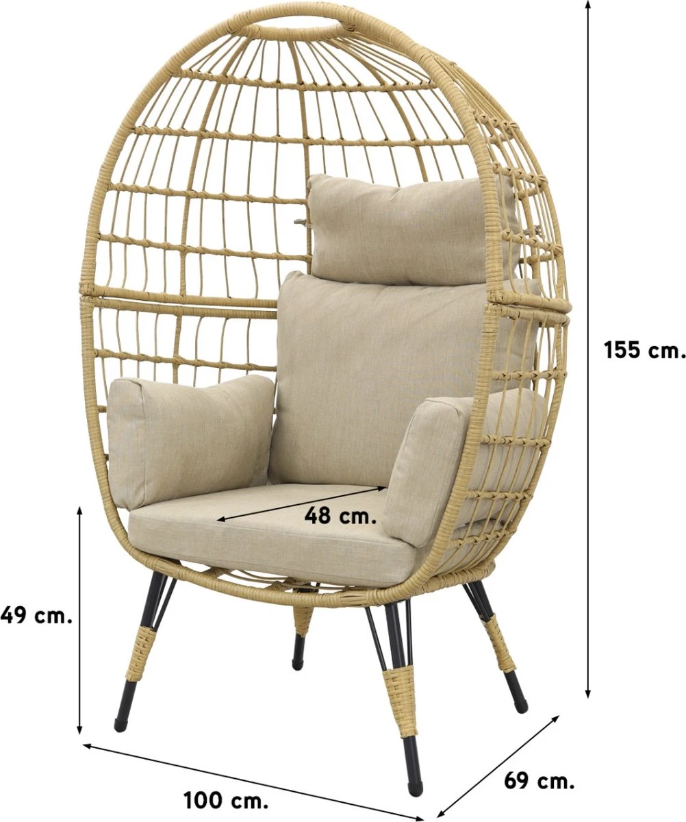 Lola Egg Relaxstoel - Natural Sand - Mand Stoel 5 Lola Egg Relaxstoel - Natural Sand - Mand Stoel - Afbeelding 5