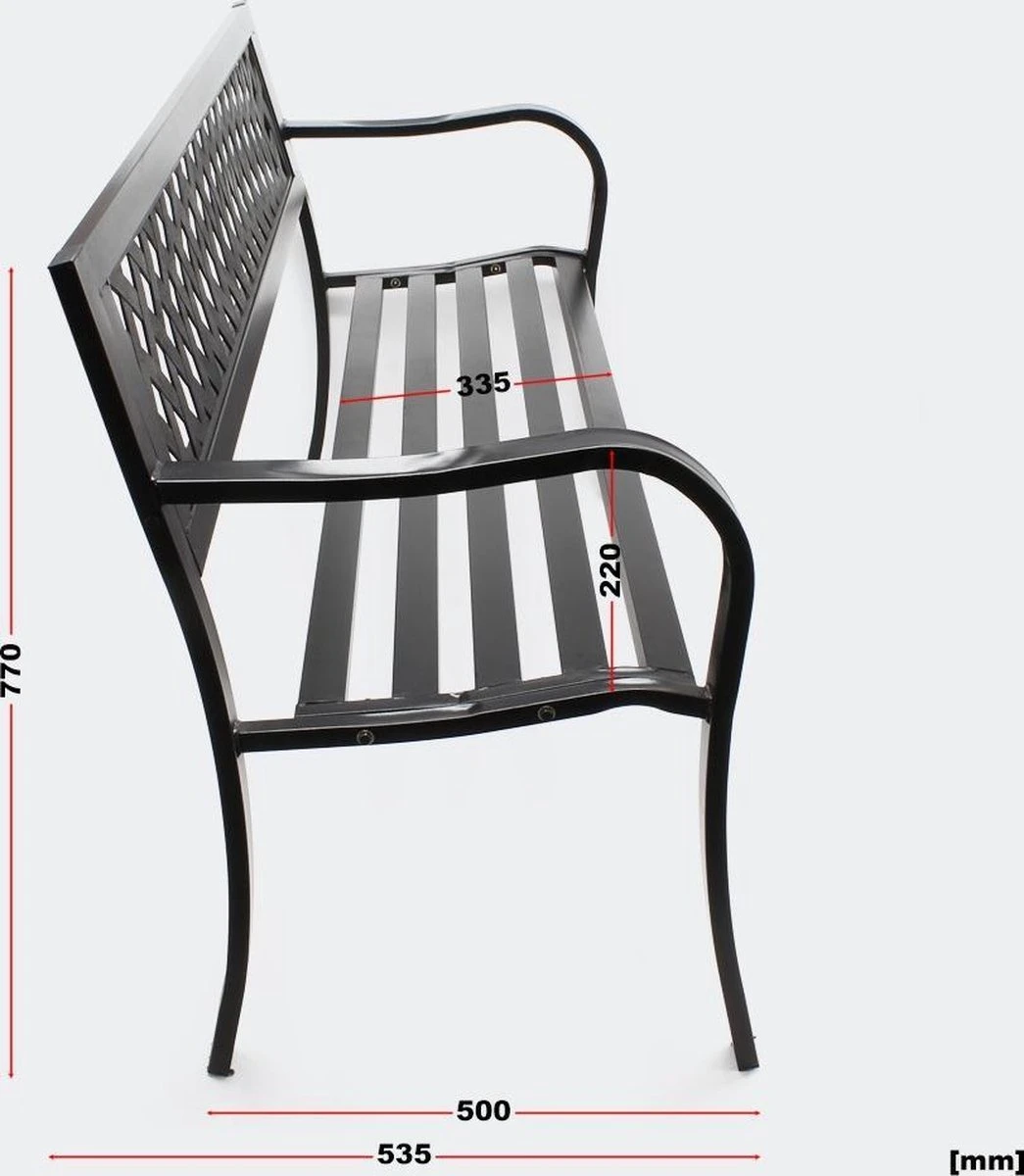 Tuinbank - Marijke -Tuinbankje - Tuinbank Metaal - Tuinbank Hout - Weersbestendig - 126 X 53 X 77 Cm 6 Tuinbank - Marijke -Tuinbankje - Tuinbank Metaal - Tuinbank Hout - Weersbestendig - 126 X 53 X 77 Cm - Afbeelding 6