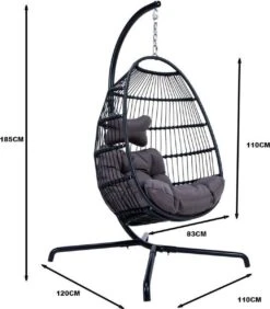 Merkloos Hangstoel Norway - Zwart Wicker & Touw Luxe Egg Hangstoel Met Dikke Antraciete Kussens Met Frame - Inklapbare Basket 8 Merkloos Hangstoel Norway - Zwart Wicker & Touw Luxe Egg Hangstoel Met Dikke Antraciete Kussens Met Frame - Inklapbare Basket -Fijne Tuinmeubelwinkel 1050x1200