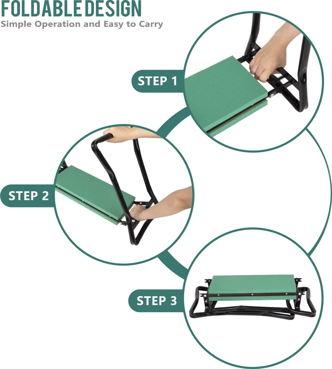 Uten - Kniebankje Tuin - Knie Steun - Tuinkruk Inklapbaar - Kniesteun Tuinieren - Kniekussen - Tot 150 Kg - Groen 4 Uten - Kniebankje Tuin - Knie Steun - Tuinkruk Inklapbaar - Kniesteun Tuinieren - Kniekussen - Tot 150 Kg - Groen - Afbeelding 4