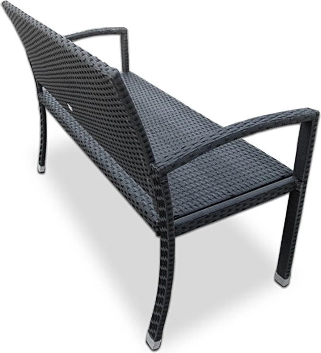 Casaria Polyrattan Tuinbank – 2 Zits UV-bestendig - Zwart 2 Casaria Polyrattan Tuinbank – 2 Zits UV-bestendig - Zwart - Afbeelding 2