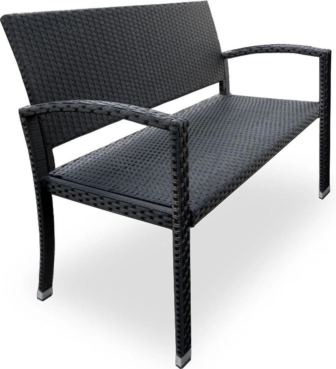 Casaria Polyrattan Tuinbank – 2 Zits UV-bestendig - Zwart 1 Casaria Polyrattan Tuinbank – 2 Zits UV-bestendig - Zwart