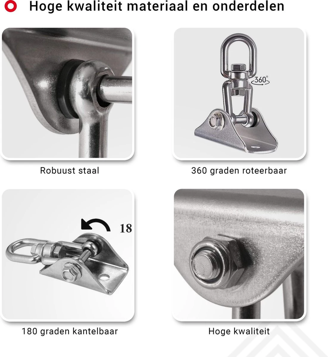 Ophangsysteem - Plafondhaak RVS - Ophanghaak TRX - Hangstoel Buiten - Hangstoel Binnen – Schommelstoel - Schommel - Bokszakken - RVS - 300kg 2 Ophangsysteem - Plafondhaak RVS - Ophanghaak TRX - Hangstoel Buiten - Hangstoel Binnen – Schommelstoel - Schommel - Bokszakken - RVS - 300kg - Afbeelding 2