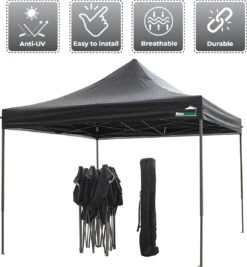 MaxxGarden Easy-up Partytent - 3x3m - Standaard - Waterdicht - Opvouwbaar - Inclusief Draagtas - Zwart 9 MaxxGarden Easy-up Partytent - 3x3m - Standaard - Waterdicht - Opvouwbaar - Inclusief Draagtas - Zwart -Fijne Tuinmeubelwinkel 1109x1200 1