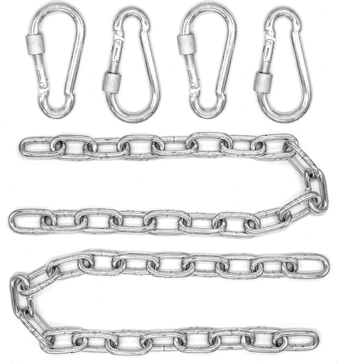 2x 50cm Hangende Stoelketting Tot 230kg - 4 Karabiners - Schommel Hangmat Bokszak Ophanging 1 2x 50cm Hangende Stoelketting Tot 230kg - 4 Karabiners - Schommel Hangmat Bokszak Ophanging