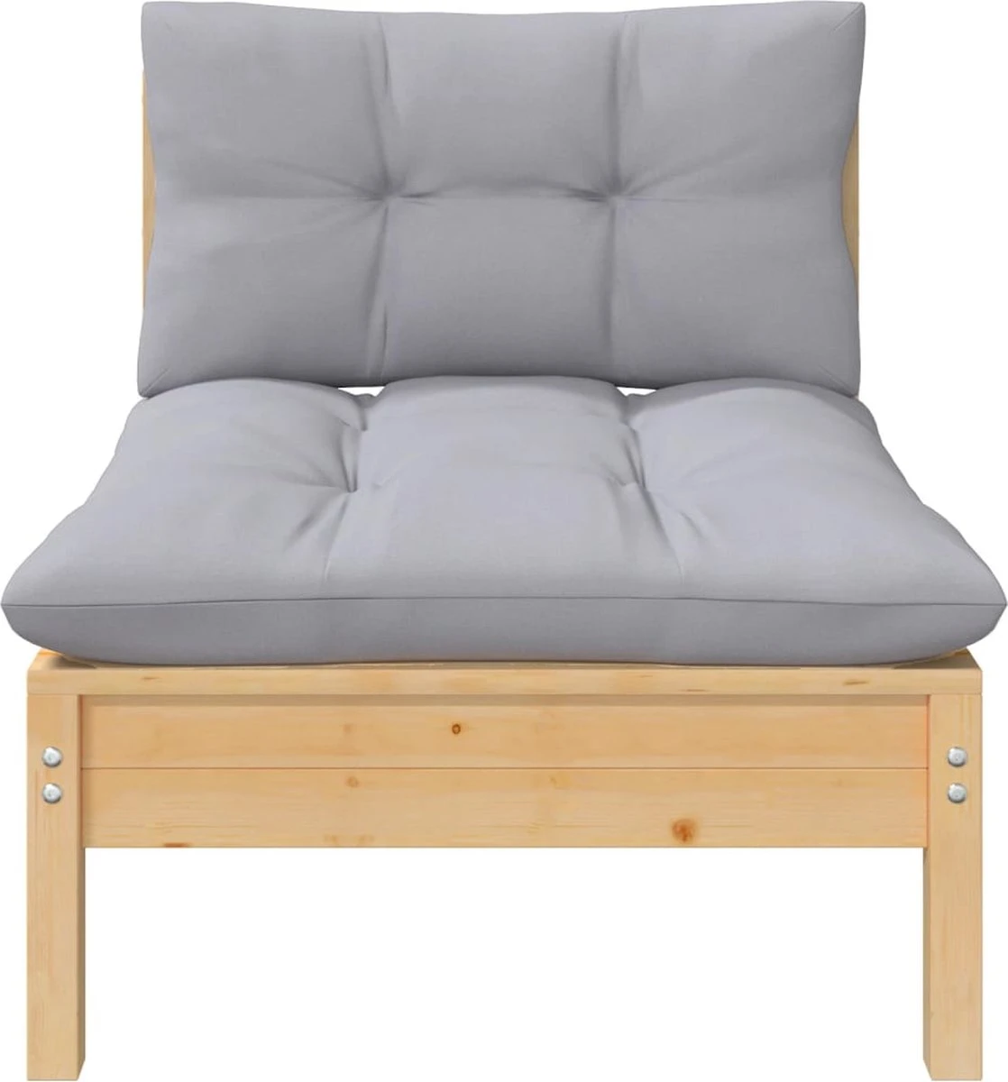 VidaXL 3-delige Loungeset Met Grijze Kussens Massief Grenenhout 3 VidaXL 3-delige Loungeset Met Grijze Kussens Massief Grenenhout - Afbeelding 3