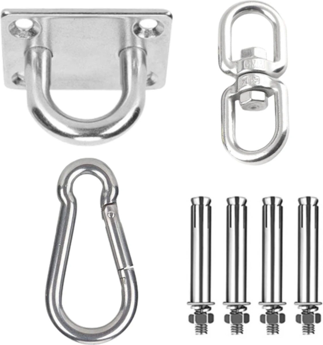 XYZ Goods - Luxe Plafondhaak - Hangmat Bevestigingsset - Schommelhaak - Ophangsysteem - Ophanghaak - Plafondbeugel - Bokszak - Schommelstoel - Hangstoel - RVS 1 XYZ Goods - Luxe Plafondhaak - Hangmat Bevestigingsset - Schommelhaak - Ophangsysteem - Ophanghaak - Plafondbeugel - Bokszak - Schommelstoel - Hangstoel - RVS