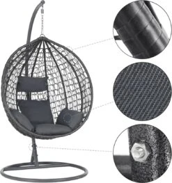 Bircim Hangstoel Ei/Egg-Vorm Met Dikke Kussens - Voor Binnen En Buiten - Incl. Standaard, Onderstel & Kussens - Antraciet 11 Bircim Hangstoel Ei/Egg-Vorm Met Dikke Kussens - Voor Binnen En Buiten - Incl. Standaard, Onderstel & Kussens - Antraciet -Fijne Tuinmeubelwinkel 1129x1200 1
