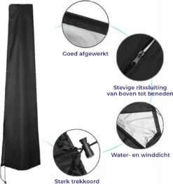 Merkloos Parasolhoes Met Rits En Trekkoord – Beschermhoes Voor Zweefparasol & Staande Parasol – Waterdicht Afdekhoes – Hoes Voor Hangparasol – Inclusief Opberghoes – Zwart - 205 Cm -Fijne Tuinmeubelwinkel 1130x1200 1