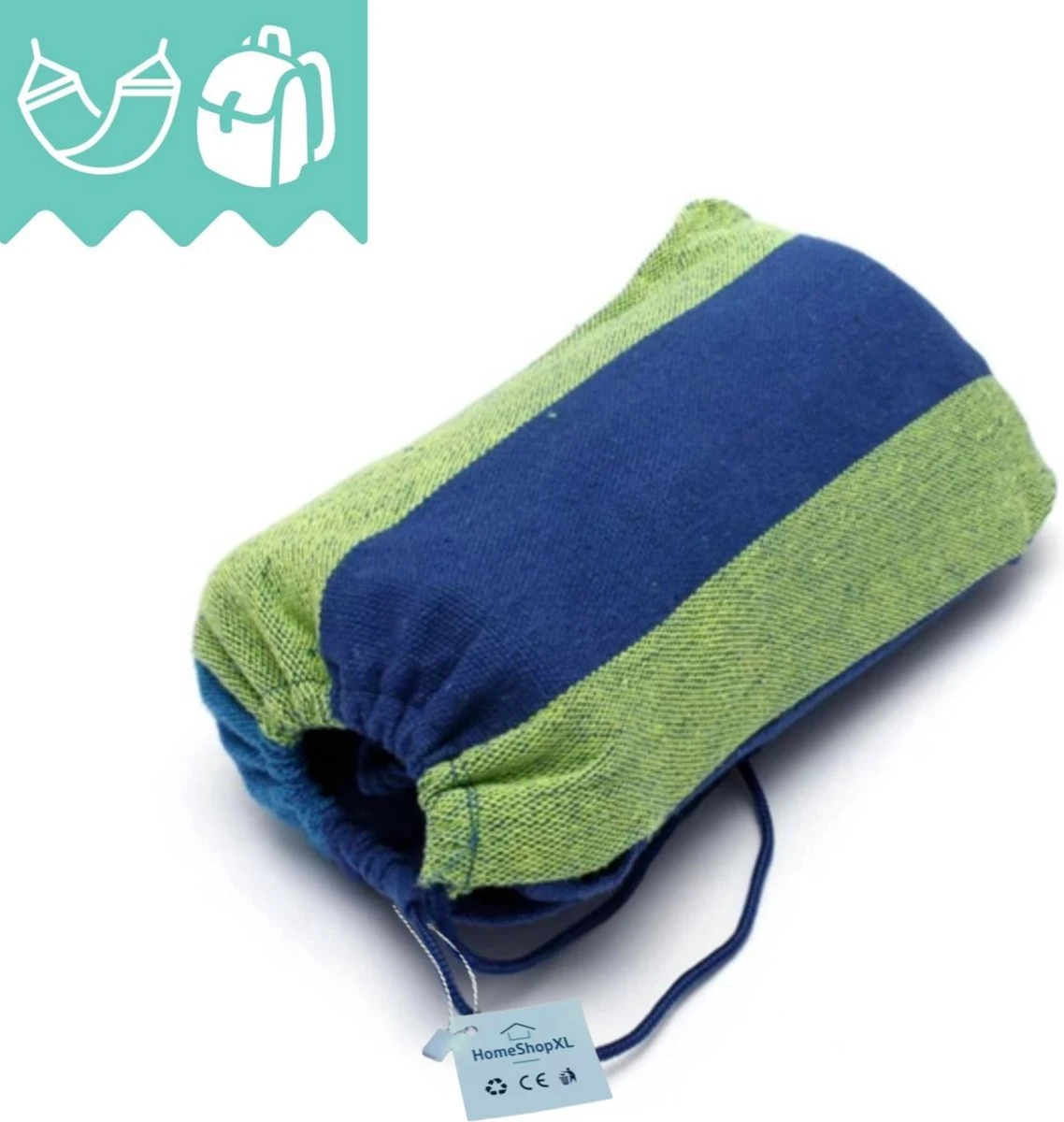 Dubbele Hangmat Blauw - 1 Of 2 Persoons - Lig Oppervlak 190x150cm - Lengte 260cm 7 Dubbele Hangmat Blauw - 1 Of 2 Persoons - Lig Oppervlak 190x150cm - Lengte 260cm - Afbeelding 7