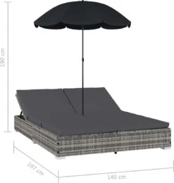 Prolenta Premium - Loungebed Met Parasol Poly Rattan Grijs -Fijne Tuinmeubelwinkel 1139x1200 2