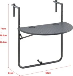 Balkontafel Cicala Inklapbaar 83,5x60x64 Cm Donkergrijs -Fijne Tuinmeubelwinkel 1147x1200 1