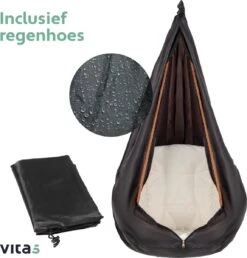 Vita5 Macramé Hangstoel - Voor Binnen En Buiten - Zonder Standaard - Incl. Kussen, Boekenvak En Beschermhoes - Tot 150kg - Bruin/Beige 19 Vita5 Macramé Hangstoel - Voor Binnen En Buiten - Zonder Standaard - Incl. Kussen, Boekenvak En Beschermhoes - Tot 150kg - Bruin/Beige -Fijne Tuinmeubelwinkel 1147x1200