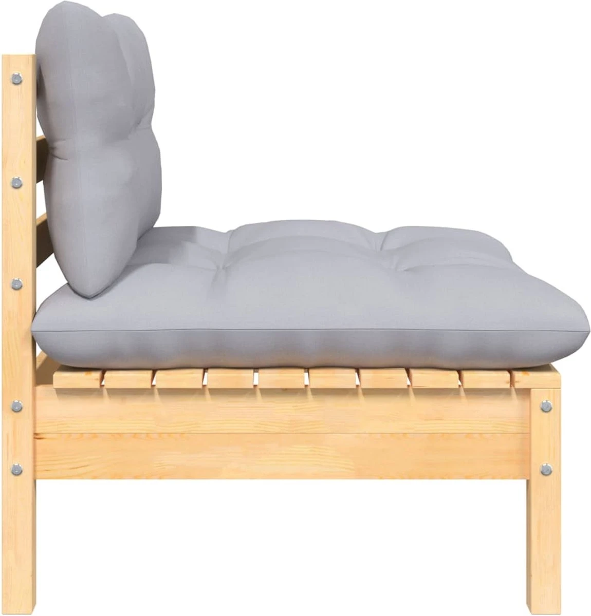 VidaXL 3-delige Loungeset Met Grijze Kussens Massief Grenenhout 6 VidaXL 3-delige Loungeset Met Grijze Kussens Massief Grenenhout - Afbeelding 6