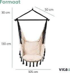 Vita5 XXL Hangstoel | Binnen&Buiten Hangnest | Incl. 2 Kussens En Boekenvak | Volwassenen&Kinderen | Hangmatstoel Tot 225kg | Beige 17 Vita5 XXL Hangstoel | Binnen&Buiten Hangnest | Incl. 2 Kussens En Boekenvak | Volwassenen&Kinderen | Hangmatstoel Tot 225kg | Beige -Fijne Tuinmeubelwinkel 1159x1200 1