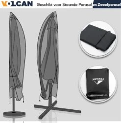 Volcan Parasolhoes Voor Zweefparasol - Tot 300cm - Waterdicht - Oxford 420D - Met Rits, Trekkoord En Stok - Zwart 15 Volcan Parasolhoes Voor Zweefparasol - Tot 300cm - Waterdicht - Oxford 420D - Met Rits, Trekkoord En Stok - Zwart -Fijne Tuinmeubelwinkel 1174x1200