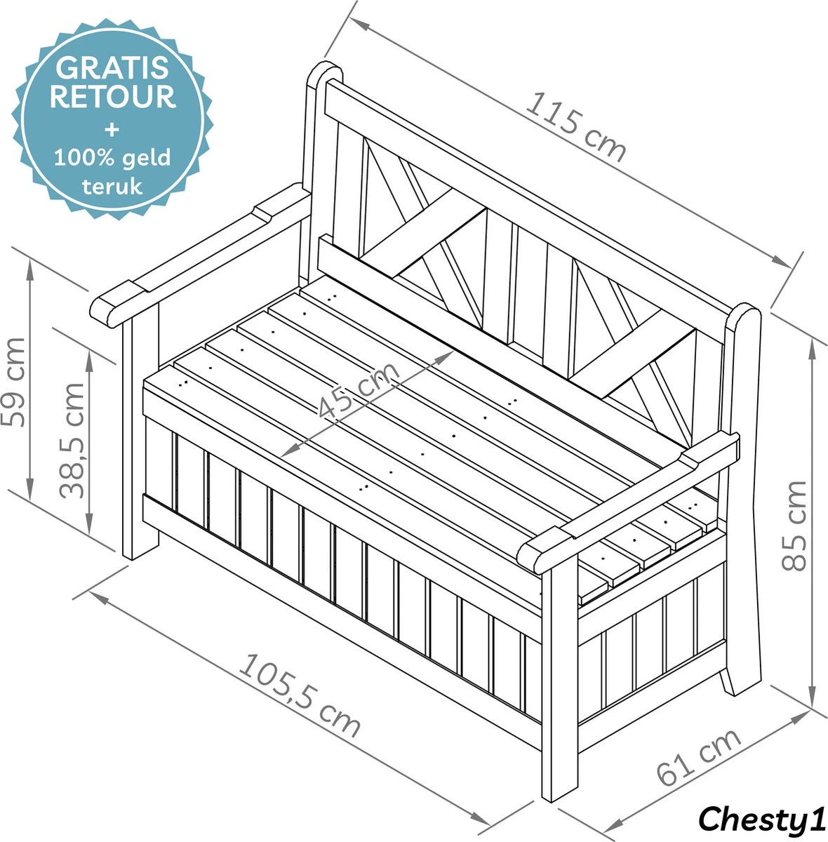 Needs&wants® Houten Tuinbank Met Opbergruimte, 2-zits Kistbank Houten Klassieke Bank Opslag, Grote Tuinopbergbank Van Massief Hout Weerbestendig Voor Buiten Tuin, Balkon, Terras, 115x61x85 Cm, Donker-bruin 2 Needs&wants® Houten Tuinbank Met Opbergruimte, 2-zits Kistbank Houten Klassieke Bank Opslag, Grote Tuinopbergbank Van Massief Hout Weerbestendig Voor Buiten Tuin, Balkon, Terras, 115x61x85 Cm, Donker-bruin - Afbeelding 2