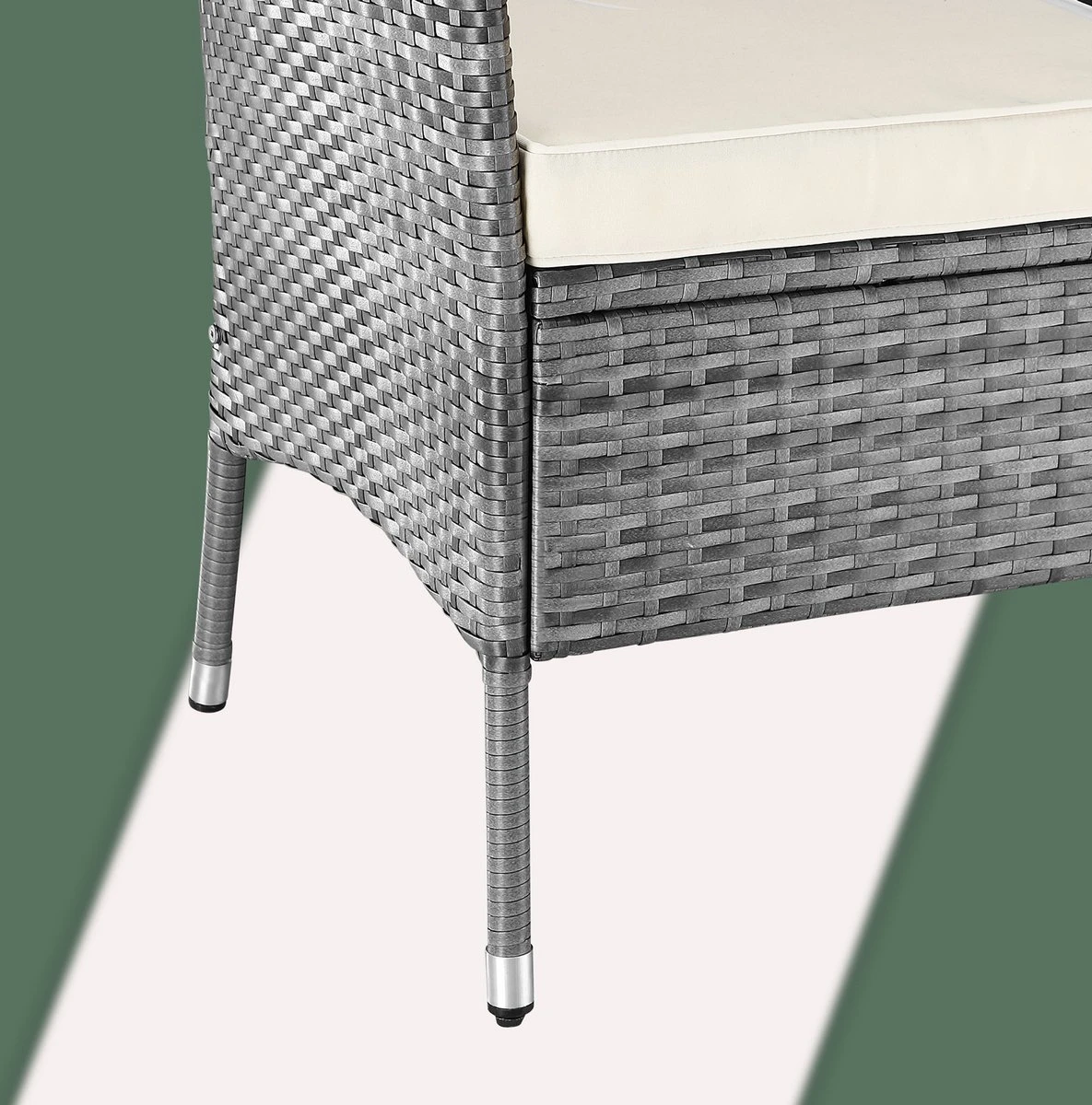 Casaria Polyrattan Tuinbank - Incl. Tafel & Kussens 7 Cm - Grijs 2 Casaria Polyrattan Tuinbank - Incl. Tafel & Kussens 7 Cm - Grijs - Afbeelding 2