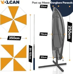 Volcan Parasolhoes Voor Zweefparasol - Tot 300cm - Waterdicht - Oxford 420D - Met Rits, Trekkoord En Stok - Zwart 10 Volcan Parasolhoes Voor Zweefparasol - Tot 300cm - Waterdicht - Oxford 420D - Met Rits, Trekkoord En Stok - Zwart -Fijne Tuinmeubelwinkel 1187x1200