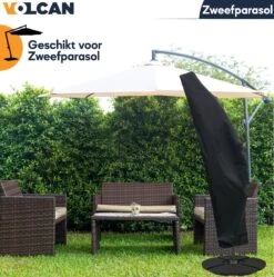Volcan Parasolhoes Voor Zweefparasol - Tot 300cm - Waterdicht - Oxford 420D - Met Rits, Trekkoord En Stok - Zwart 12 Volcan Parasolhoes Voor Zweefparasol - Tot 300cm - Waterdicht - Oxford 420D - Met Rits, Trekkoord En Stok - Zwart -Fijne Tuinmeubelwinkel 1190x1200 2