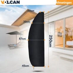 Volcan Parasolhoes Voor Zweefparasol - Tot 300cm - Waterdicht - Oxford 420D - Met Rits, Trekkoord En Stok - Zwart 14 Volcan Parasolhoes Voor Zweefparasol - Tot 300cm - Waterdicht - Oxford 420D - Met Rits, Trekkoord En Stok - Zwart -Fijne Tuinmeubelwinkel 1190x1200 4