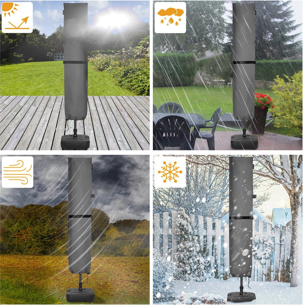 Kingsleeve Parasolhoes Tot Ø 330cm - Weerbestendig Robuust - Grijs 5 Kingsleeve Parasolhoes Tot Ø 330cm - Weerbestendig Robuust - Grijs - Afbeelding 5