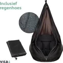 Vita5 Macramé Hangstoel - Voor Binnen En Buiten - Zonder Standaard - Incl. Kussen, Boekenvak En Beschermhoes - Tot 150kg - Zwart 20 Vita5 Macramé Hangstoel - Voor Binnen En Buiten - Zonder Standaard - Incl. Kussen, Boekenvak En Beschermhoes - Tot 150kg - Zwart -Fijne Tuinmeubelwinkel 1194x1200 3