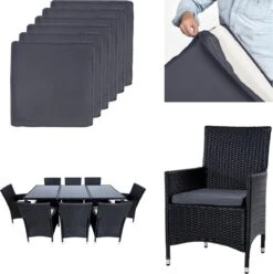 Tectake - Tuinmeubelset - 8 Persoons - Zwart -Fijne Tuinmeubelwinkel 1194x1200 4