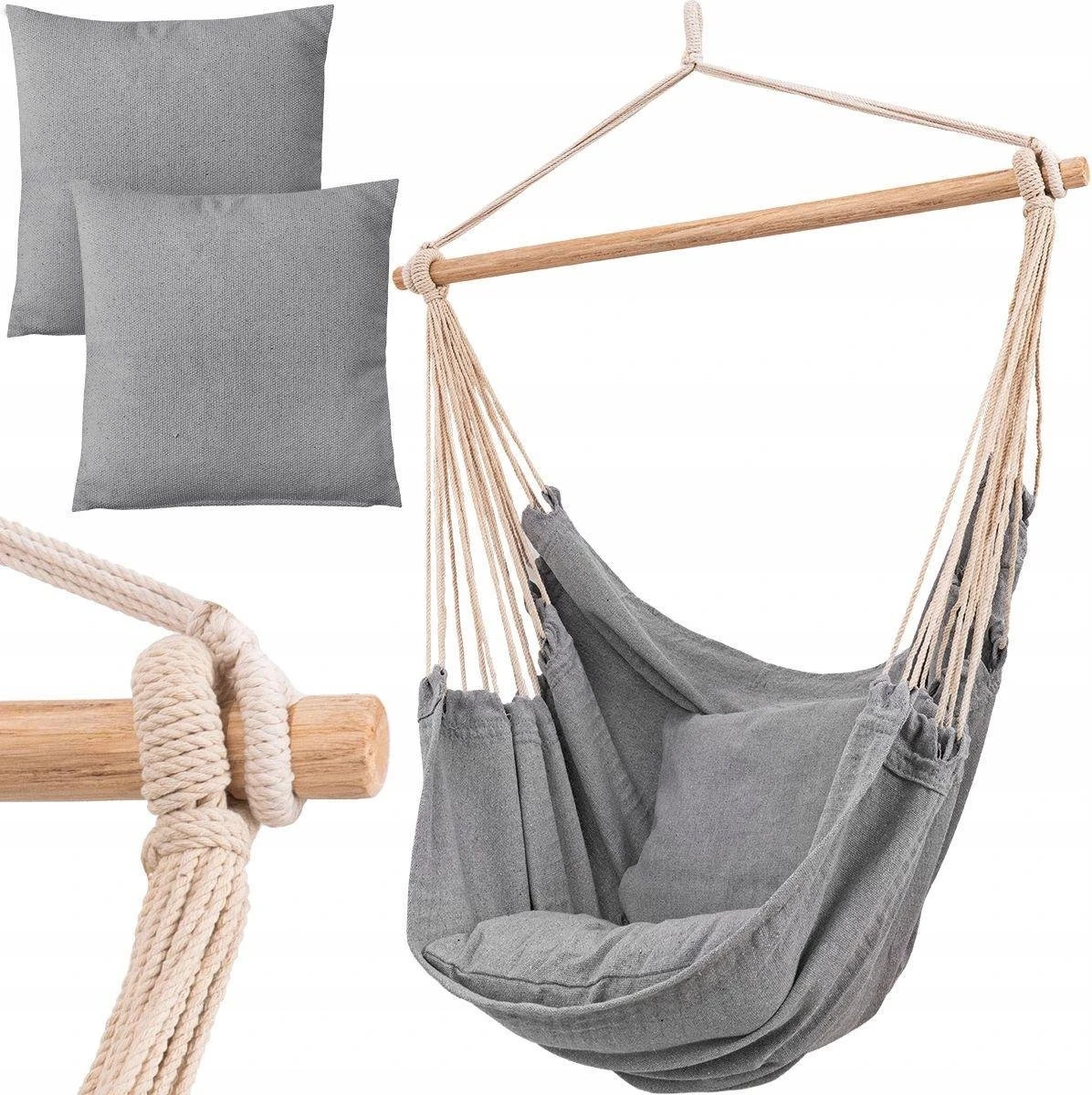 RENALUX Hangstoel Buiten En Binnen - Hangstoel Voor Binnen - Hangstoel Zonder Standaard - Hangstoel Cocoon - Gratis 2 Zachte Kussens - 150 KG - Grijs 1 RENALUX Hangstoel Buiten En Binnen - Hangstoel Voor Binnen - Hangstoel Zonder Standaard - Hangstoel Cocoon - Gratis 2 Zachte Kussens - 150 KG - Grijs