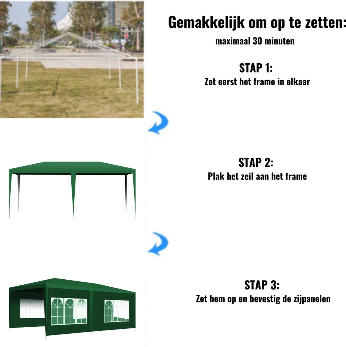 Merkloos Partytent - Paviljoen Opvouwbaar - Easy Up Tuintent Met Zijpanelen - Groen/ 6m X 3m/ 120g/m² 6 Merkloos Partytent - Paviljoen Opvouwbaar - Easy Up Tuintent Met Zijpanelen - Groen/ 6m X 3m/ 120g/m² - Afbeelding 6
