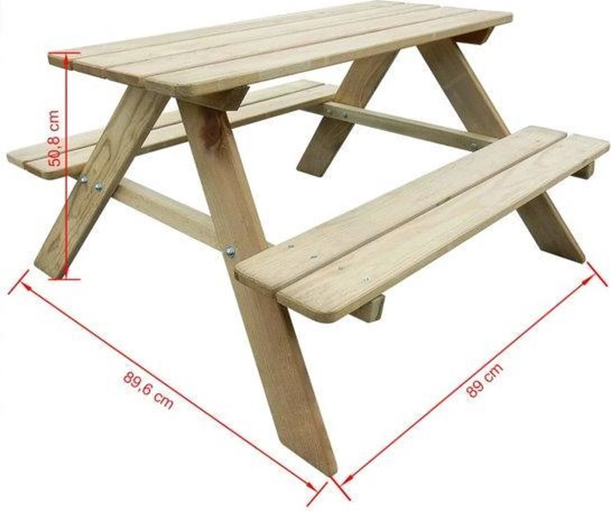 MaxxGarden Kinder Picknicktafel - 90x79x50cm - Hout 8 MaxxGarden Kinder Picknicktafel - 90x79x50cm - Hout - Afbeelding 8