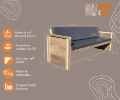 Wood4you - Tuinbank - Ameland - 'Doe Het Zelf' Bouwpakket Steigerhout 152Lx72Hx57D Cm - Incl Kussen 14 Wood4you - Tuinbank - Ameland - 'Doe Het Zelf' Bouwpakket Steigerhout 152Lx72Hx57D Cm - Incl Kussen -Fijne Tuinmeubelwinkel 1200x1005 4