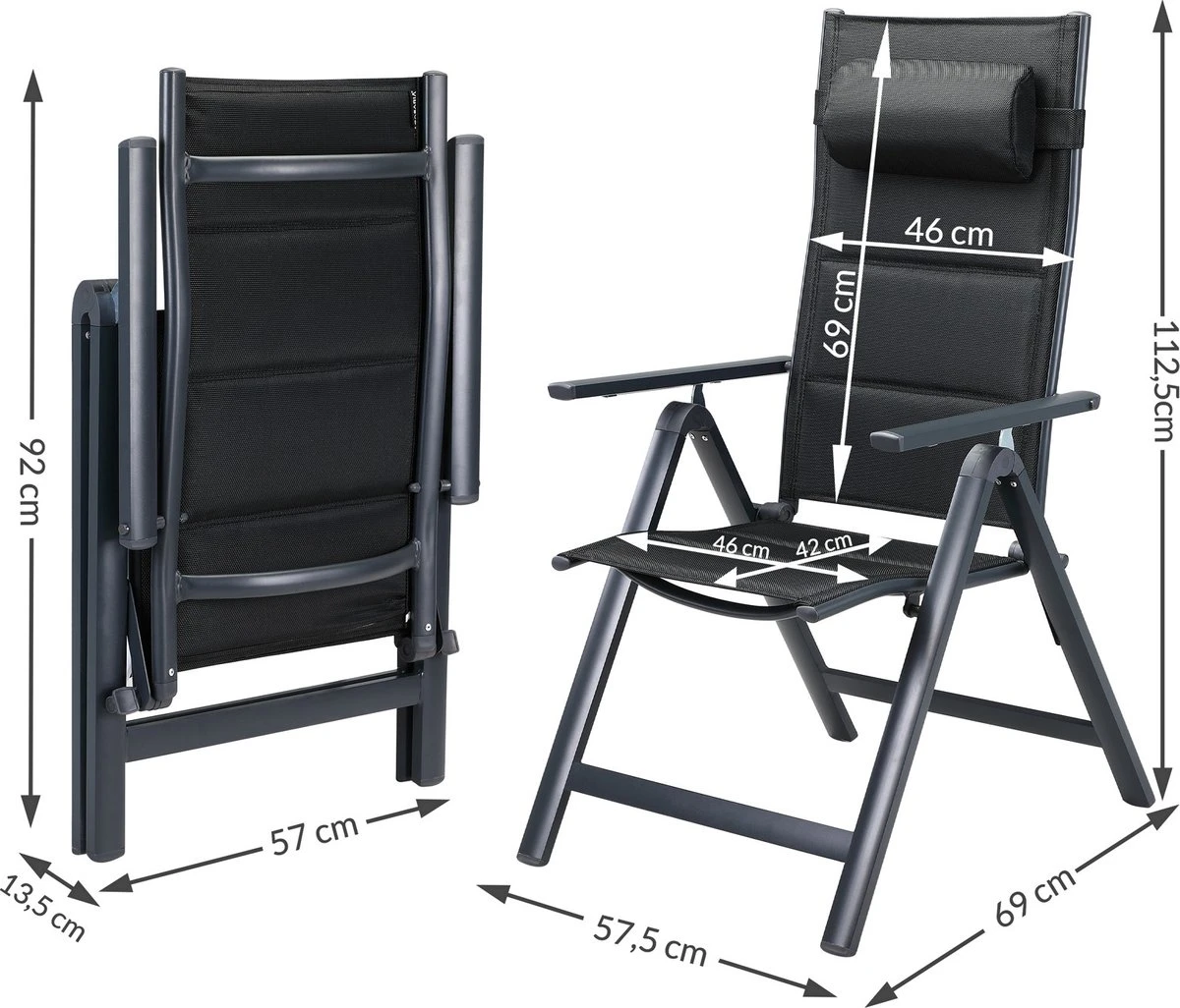 Casaria Tuinstoel Aluminium - 2 Stuks Inklapbaar - Antraciet 16 Casaria Tuinstoel Aluminium - 2 Stuks Inklapbaar - Antraciet - Afbeelding 16