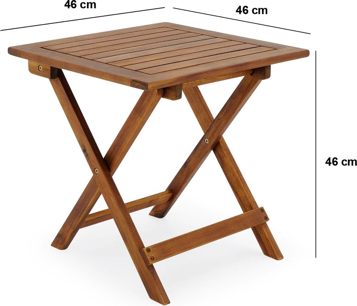 Merkloos EezyLife Houten Bijzettafel - 46x46x46cm - Acacia Hout - Tuintafel 9 Merkloos EezyLife Houten Bijzettafel - 46x46x46cm - Acacia Hout - Tuintafel - Afbeelding 9