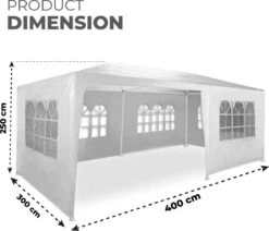 MaxxGarden Partytent - Paviljoen - 300 X 600 X 250 Cm - Met Zijwanden - Waterdicht Pro - 32mm Buizen – Wit -Fijne Tuinmeubelwinkel 1200x1030 1