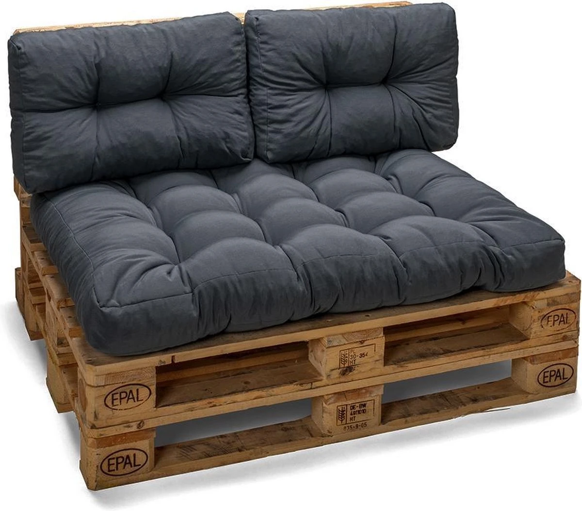 Palletkussen Basic Comfort Rugdeel Halve Pallet Lengte Grijs 60x40x10/20cm 2 Palletkussen Basic Comfort Rugdeel Halve Pallet Lengte Grijs 60x40x10/20cm - Afbeelding 2