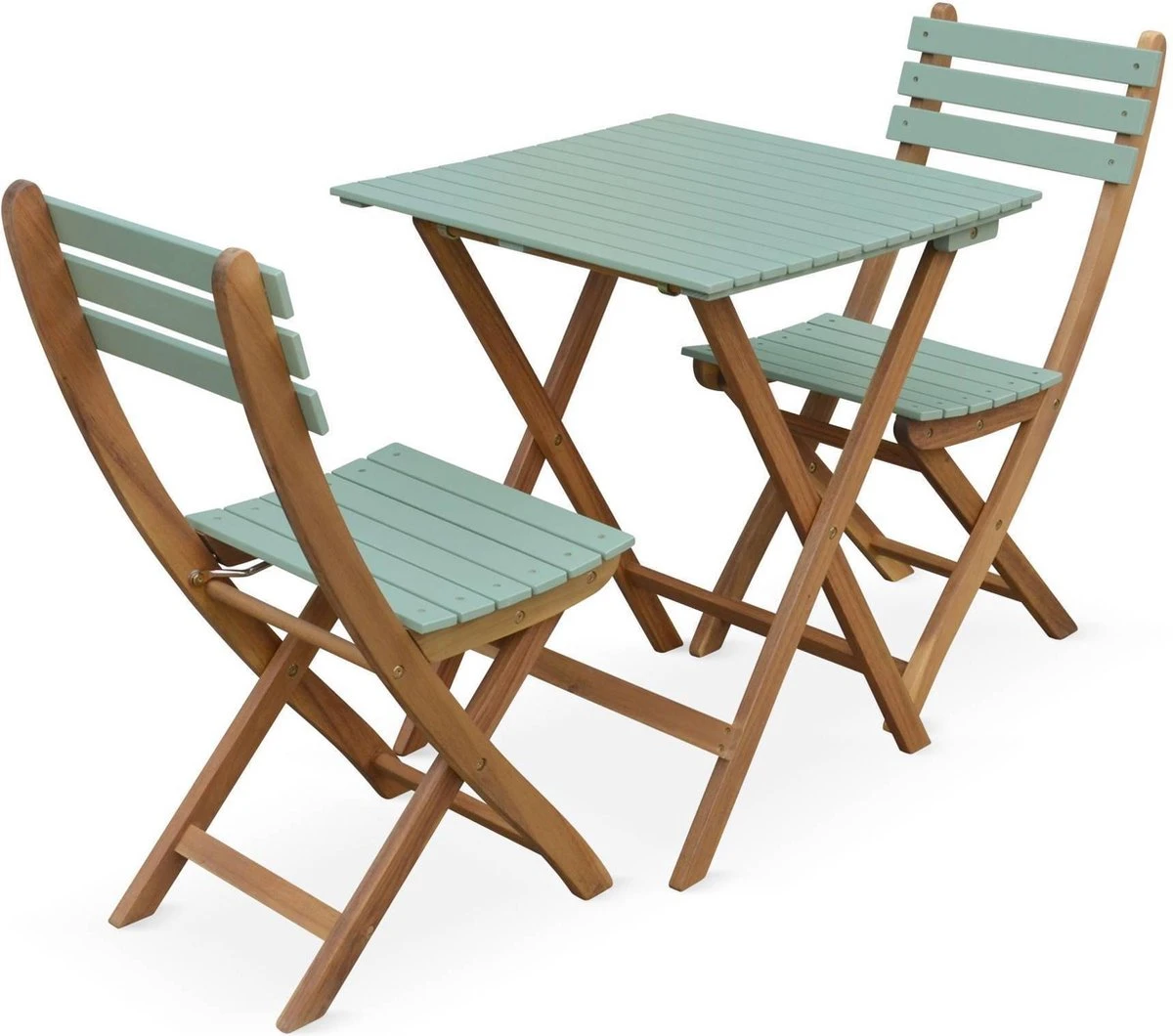 Alice's Garden Bistroset Barcelona - 2 Zitplaatsen - Acacia - Groengrijs 1 Alice's Garden Bistroset Barcelona - 2 Zitplaatsen - Acacia - Groengrijs