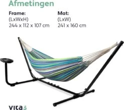 Vita5 Hangmat Met Standaard – 2 Persoons – Incl. Bekerhouder – 205kg Draaggewicht – Groen/Blauw 19 Vita5 Hangmat Met Standaard – 2 Persoons – Incl. Bekerhouder – 205kg Draaggewicht – Groen/Blauw -Fijne Tuinmeubelwinkel 1200x1063 3