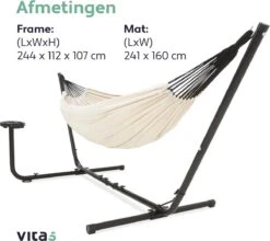 Vita5 Hangmat Met Standaard – 2 Persoons – Incl. Bekerhouder – 205kg Draaggewicht – Beige/Wit 20 Vita5 Hangmat Met Standaard – 2 Persoons – Incl. Bekerhouder – 205kg Draaggewicht – Beige/Wit -Fijne Tuinmeubelwinkel 1200x1068 4