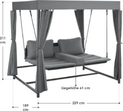 Schommelbank / Ligbank Kassandra - Donkergrijs -Fijne Tuinmeubelwinkel 1200x1081 1