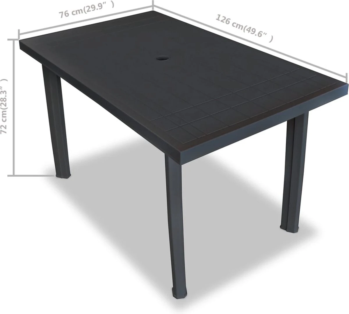 VidaXL Tuintafel 126x76x72 Cm Kunststof Antraciet 8 VidaXL Tuintafel 126x76x72 Cm Kunststof Antraciet - Afbeelding 8