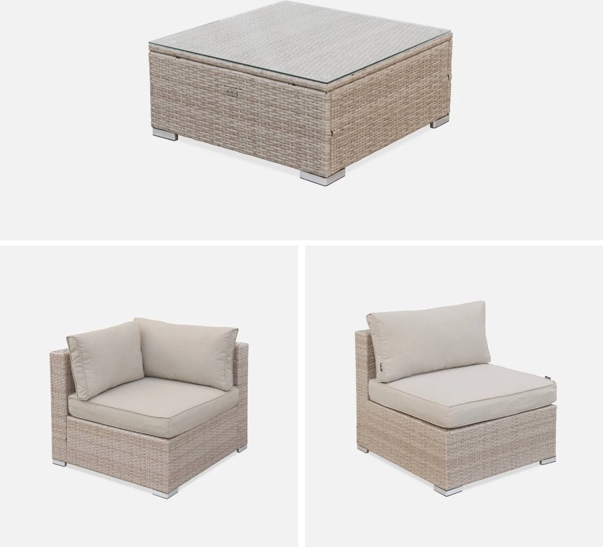 Alice's Garden Loungeset Napoli - 5 Plaatsen - Wicker - 6 Elementen - Beige/Beige 7 Alice's Garden Loungeset Napoli - 5 Plaatsen - Wicker - 6 Elementen - Beige/Beige - Afbeelding 7
