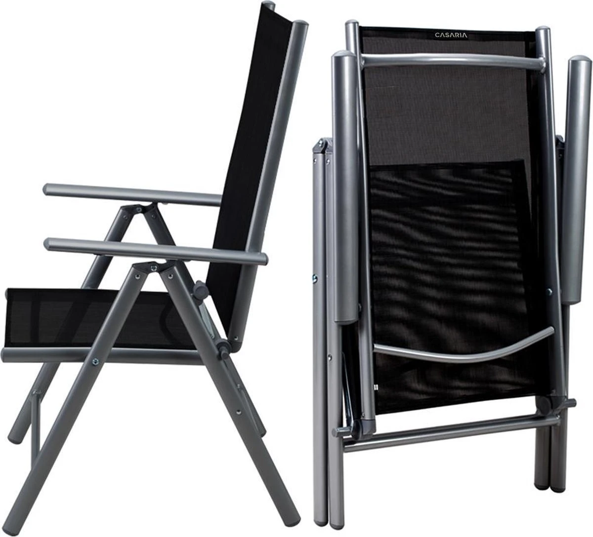 Tuinset 4 + 1 Klapstoelen Tuintafel – Aluminium 80x80cm - Grijs 8 Tuinset 4 + 1 Klapstoelen Tuintafel – Aluminium 80x80cm - Grijs - Afbeelding 8