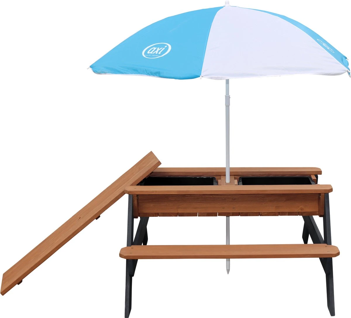 AXI Nick Zand & Water Picknicktafel In Antraciet/Bruin - Parasol Blauw/Wit - Picknick Tafel Voor Kinderen Van Hout 7 AXI Nick Zand & Water Picknicktafel In Antraciet/Bruin - Parasol Blauw/Wit - Picknick Tafel Voor Kinderen Van Hout - Afbeelding 7