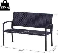 Outsunny Polyrotan Tuinbank 2-zits Parkbank Bank Staal Zwart 867-022 21 Outsunny Polyrotan Tuinbank 2-zits Parkbank Bank Staal Zwart 867-022 -Fijne Tuinmeubelwinkel 1200x1093