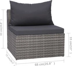 VidaXL 3-delige Loungeset Met Kussens Poly Rattan Grijs -Fijne Tuinmeubelwinkel 1200x1095