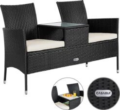 Casaria Polyrattan Tuinbank - Incl. Kussen - 143x55x88 Cm Zwart 16 Casaria Polyrattan Tuinbank - Incl. Kussen - 143x55x88 Cm Zwart -Fijne Tuinmeubelwinkel 1200x1101 1