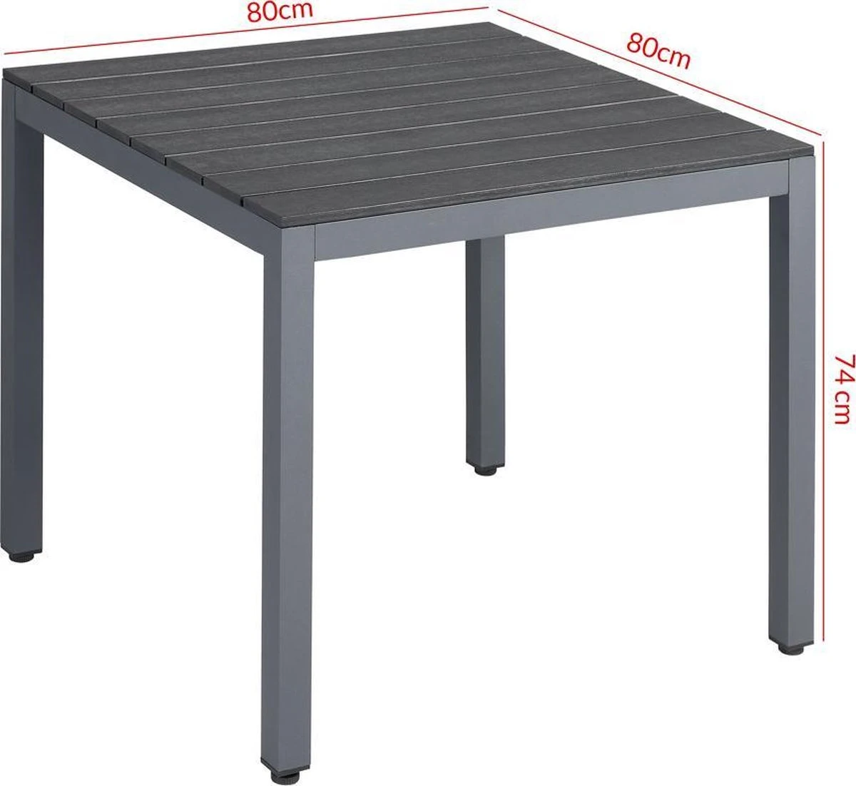 Tuinset 4 + 1 Klapstoelen Tuintafel – Aluminium 80x80cm - Grijs 6 Tuinset 4 + 1 Klapstoelen Tuintafel – Aluminium 80x80cm - Grijs - Afbeelding 6