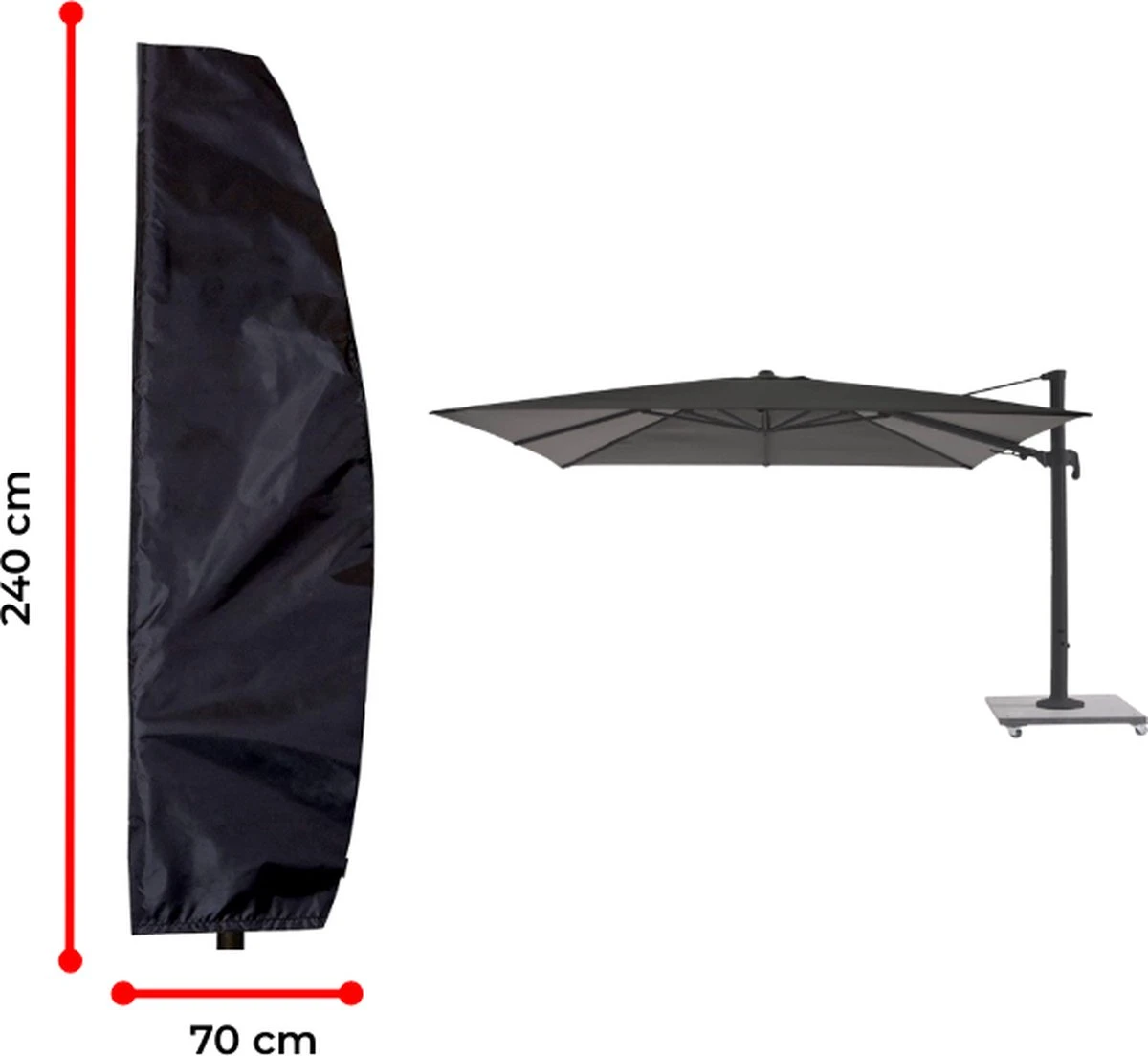 Luxe Parasolhoes Met Rits En Stok Voor Zweefparasol | 265 X 70 Cm | Waterdicht | Rits En Stok | Geschikt Voor Parasol Van 300 Cm | Zwart 1 Luxe Parasolhoes Met Rits En Stok Voor Zweefparasol | 265 X 70 Cm | Waterdicht | Rits En Stok | Geschikt Voor Parasol Van 300 Cm | Zwart