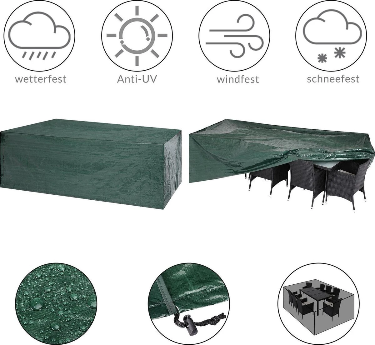 Kingsleeve Tuinmeubelhoes - Beschermhoes - Weerbestendig -308x138x89cm - Groen 10 Kingsleeve Tuinmeubelhoes - Beschermhoes - Weerbestendig -308x138x89cm - Groen - Afbeelding 10